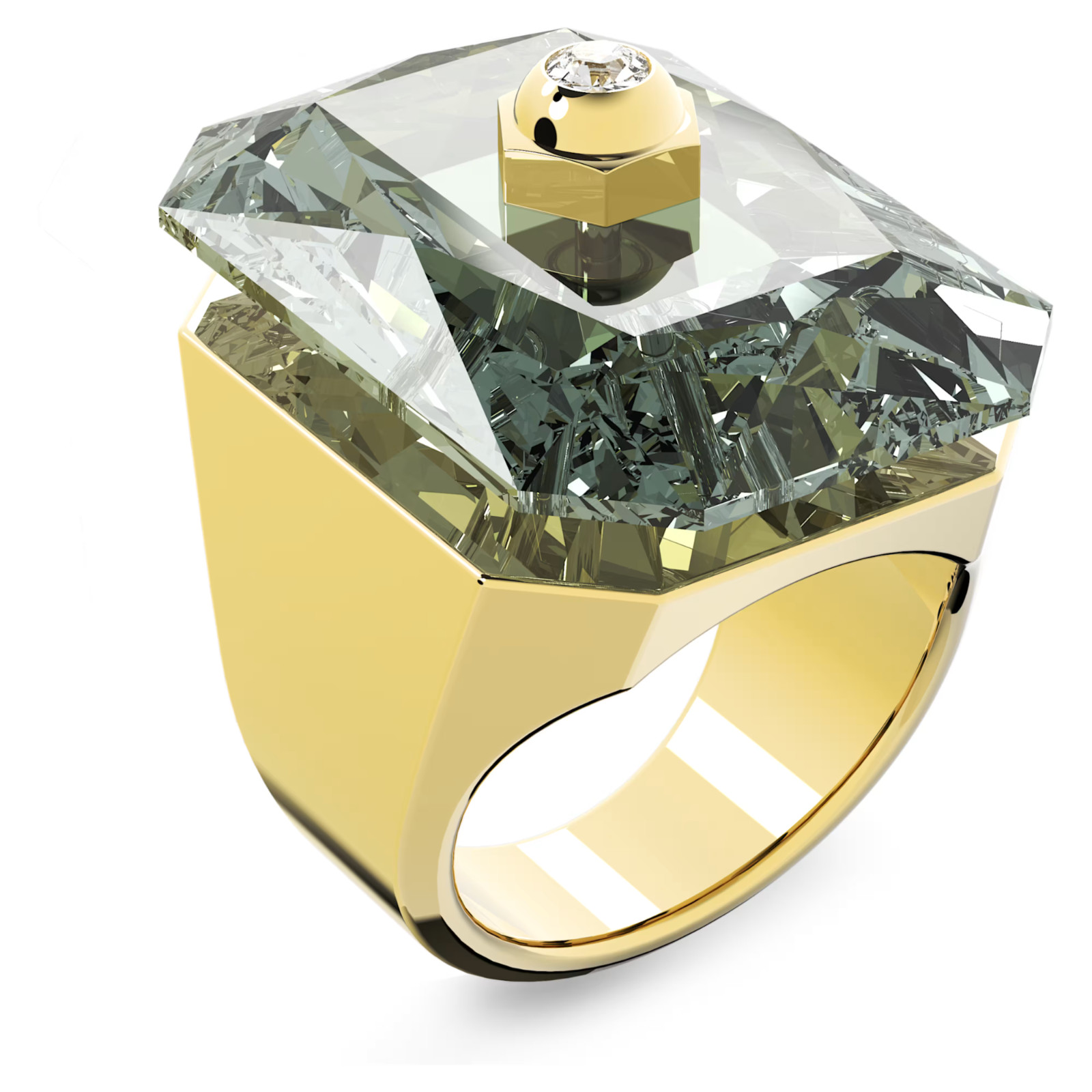 SWAROVSKI BNIB Numina ring Octagon cut, Grey Gold-tone Size 52 & Gift Bag £195