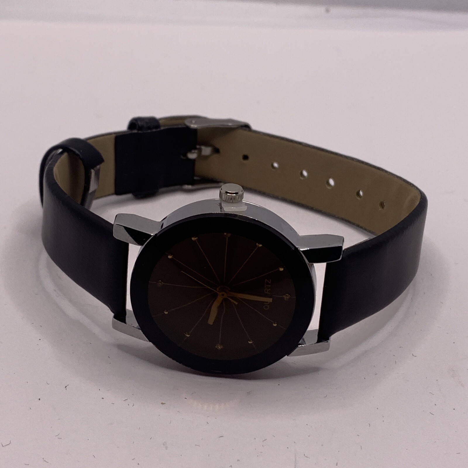 South Lane SS20-dr1-45 Black Leather Analog Dial Quartz Genuine Watch YR115