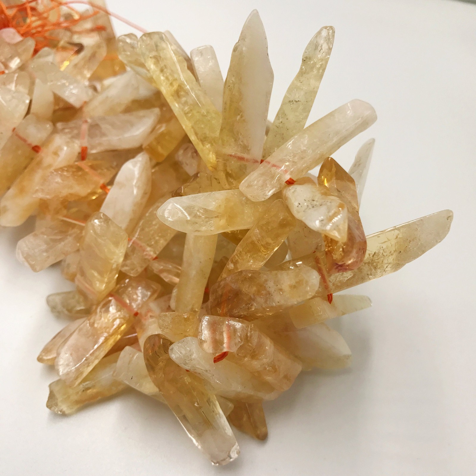 Natural Citrine Graduated Rough Stick Points Beads Approx 30-55mm 15.5″ Strd
