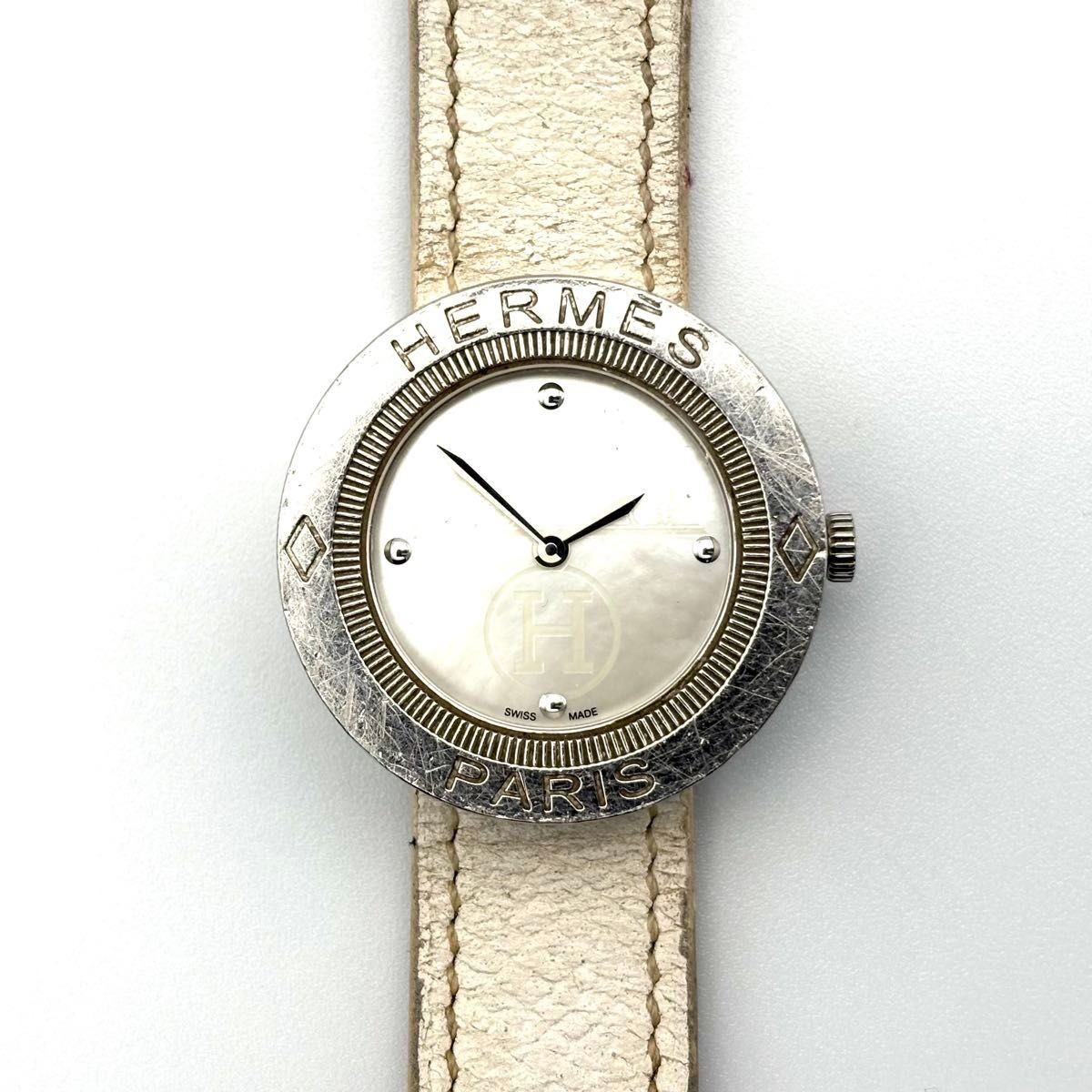 [B1P] HERMES Pass Pass PP1.410 Shell Logo Quartz Watch [x6n]