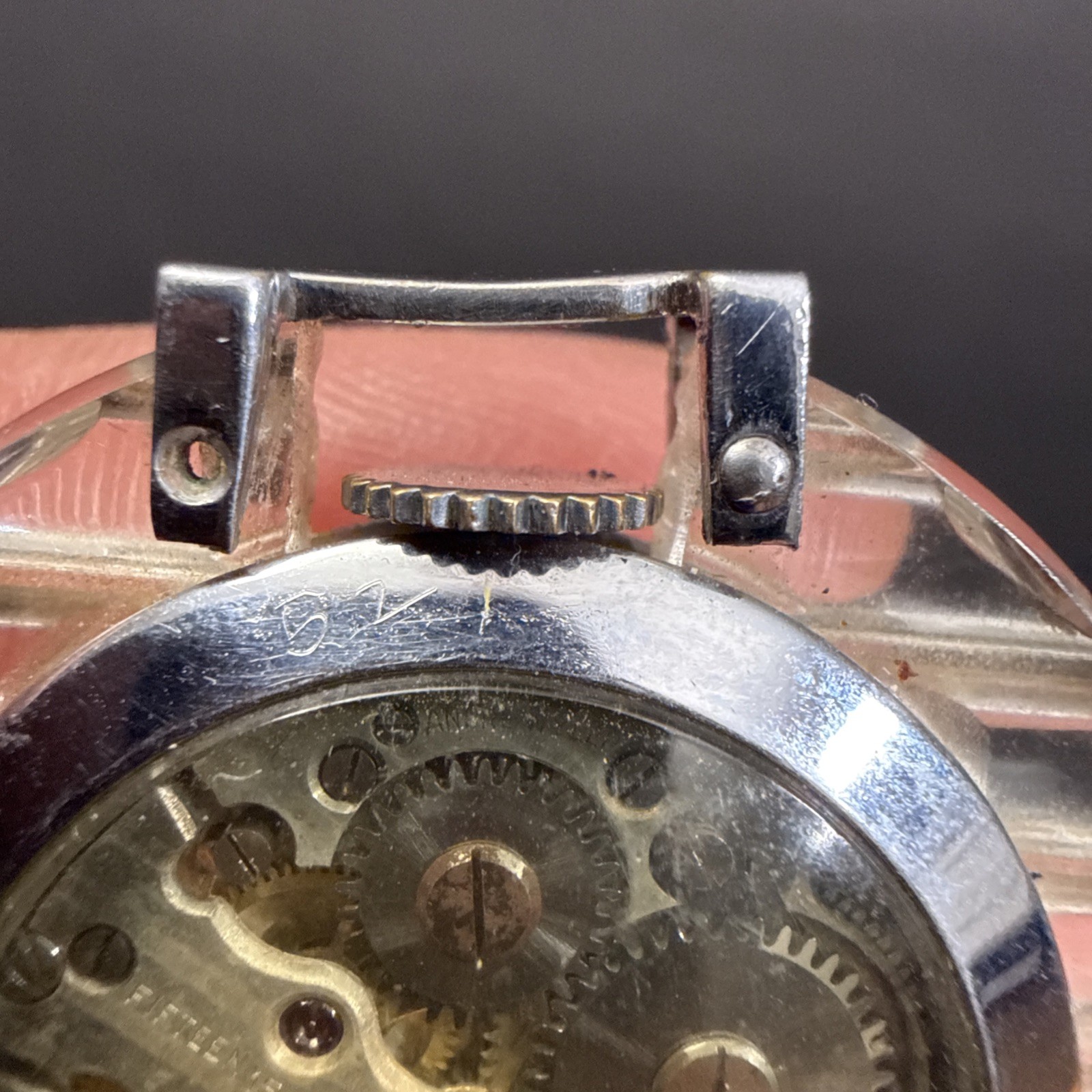 RARE! Art Deco Lucite Case ANDRE WYLER 15J Pendant Watch, Made In France-RUNS