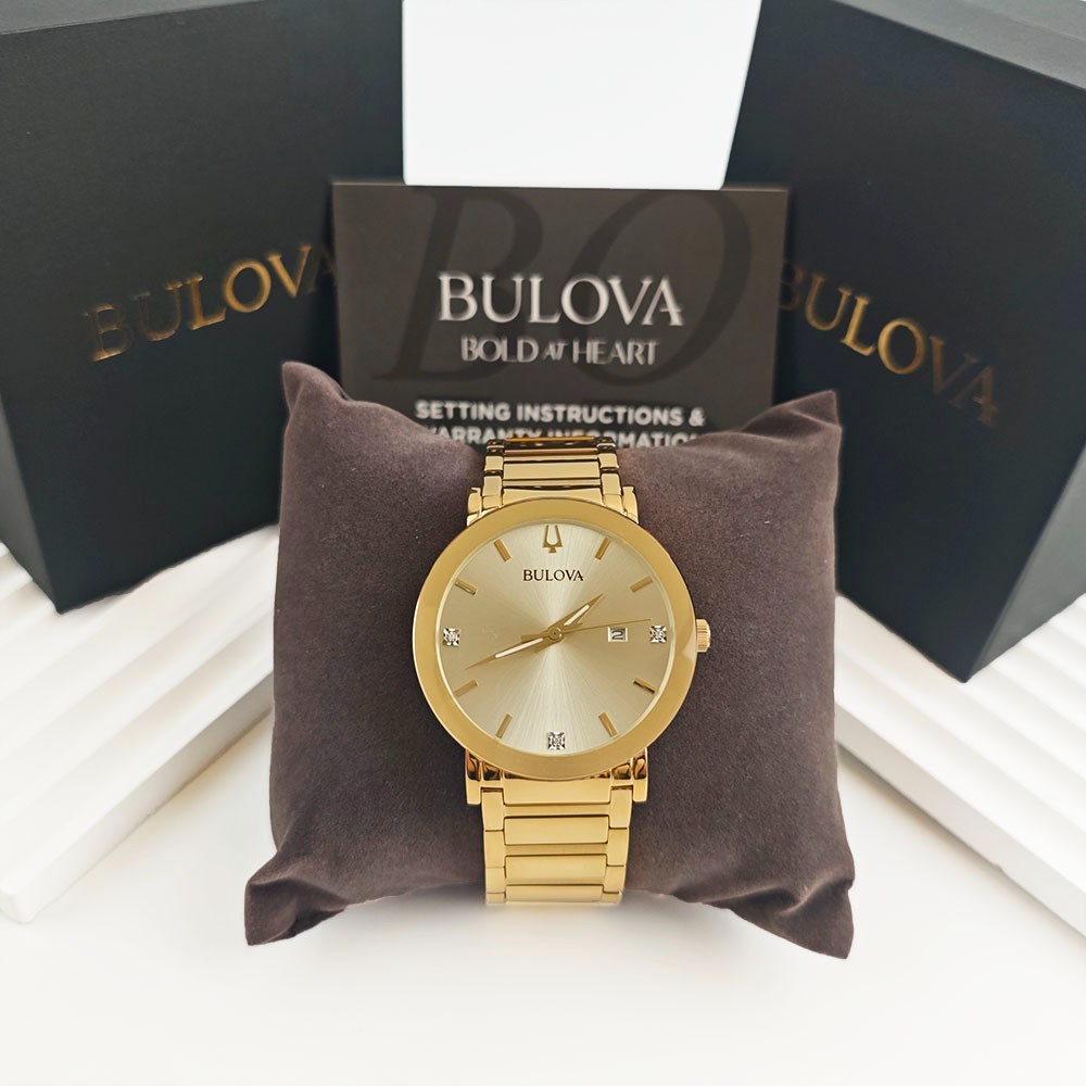 Bulova Modern Futuro 97D115 Gold-Tone Diamond Dial Quartz Men’s 42mm Watch NEW
