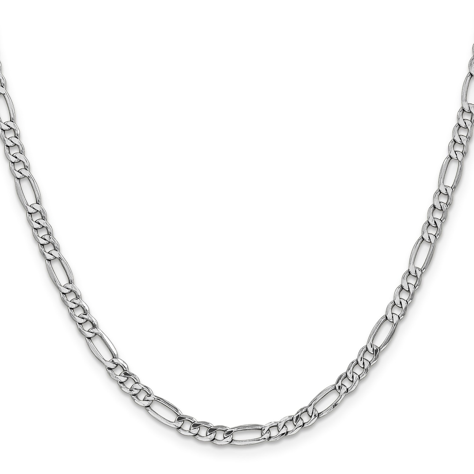 14K White Gold 2.5-5.75mm Figaro Chain Necklace 8-26 Inch Mens Womens