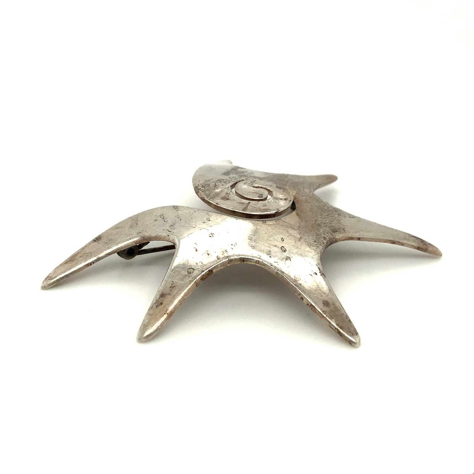 Vintage Signed Sterling Hecho En Mexico AAR Antonio Reina Star Shell Brooch Pin