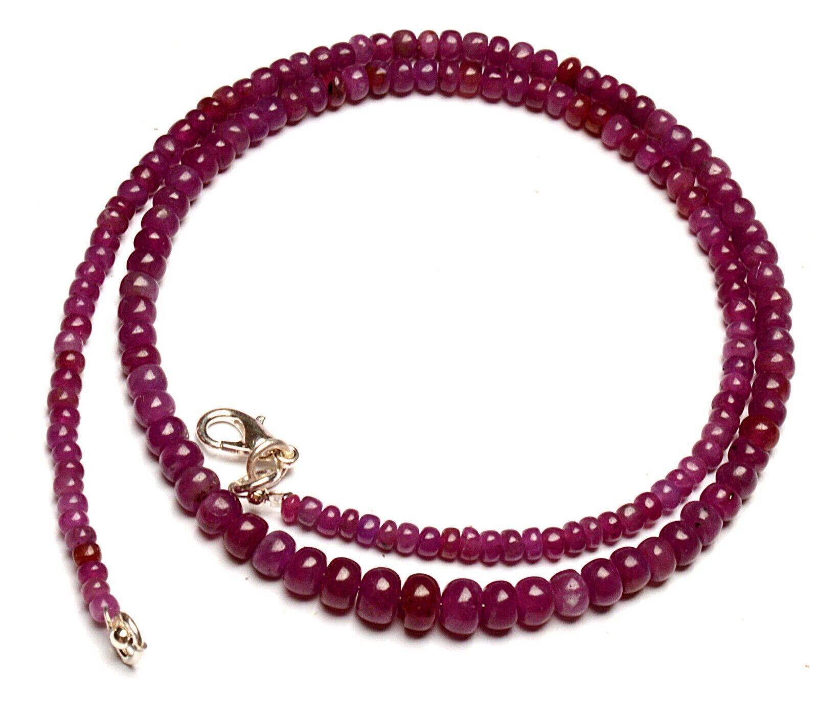 Natural Myanmar Ruby Gem 3 to 6 mm Size Smooth Rondelle Beads Necklace 18″