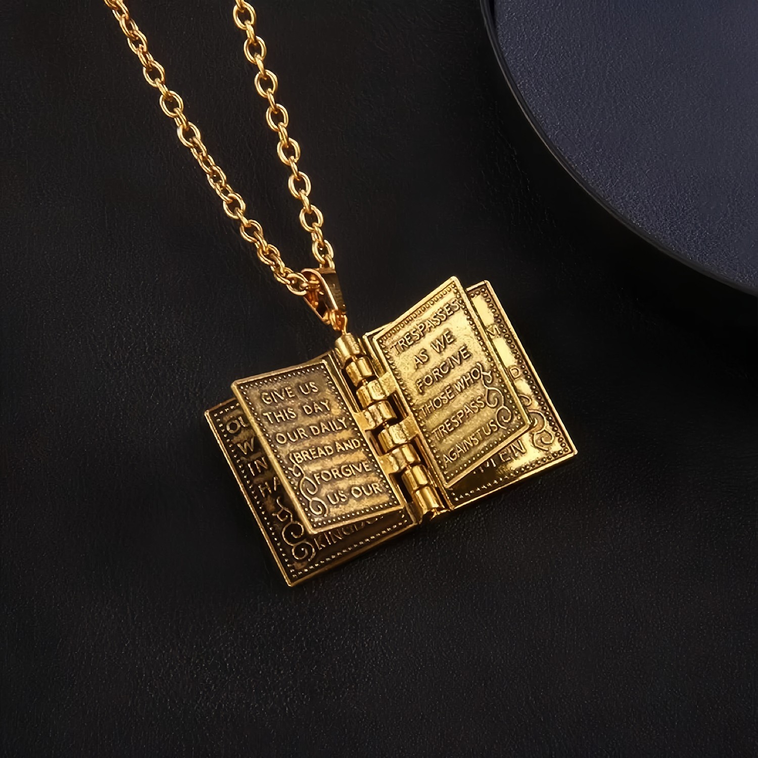 Silver Tone Hinged Bible Book Cross Pendant Necklace Religious Jewelry Unisex US