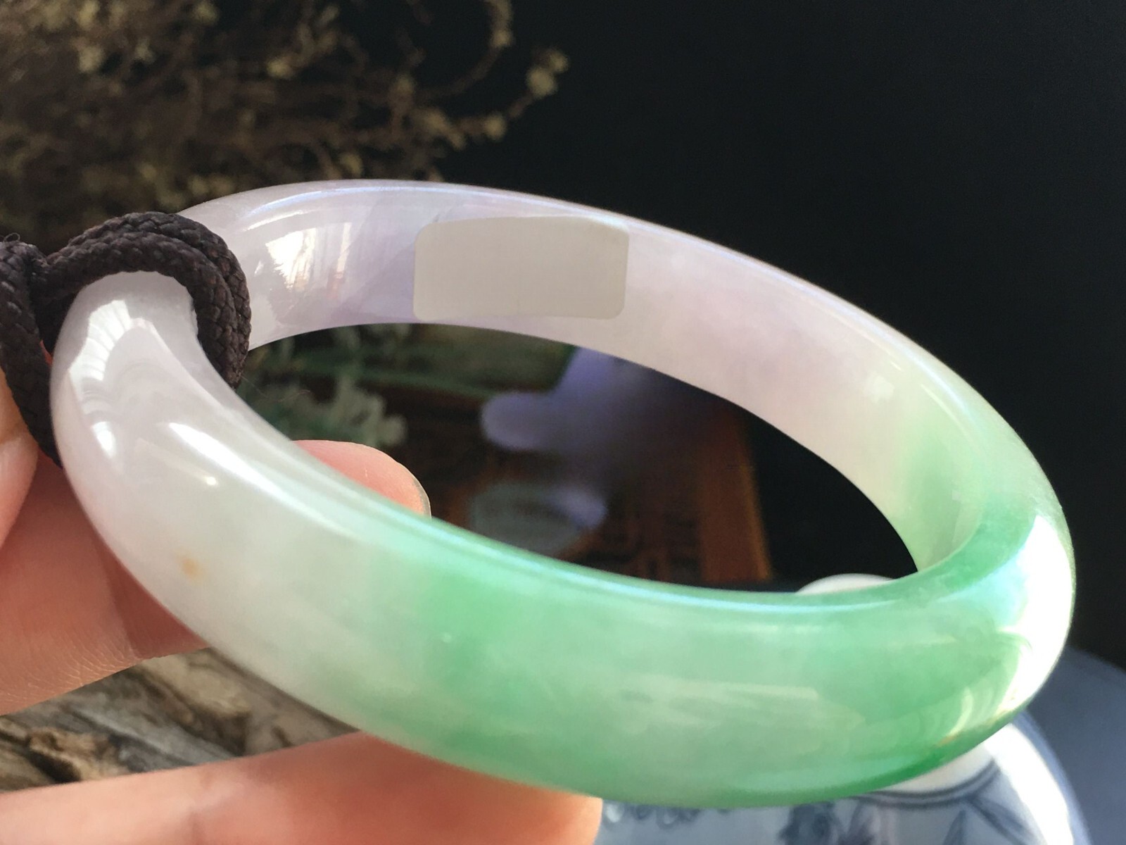 58-59mm Grade A Myanmar Natural Green Purple Jade Bracelet