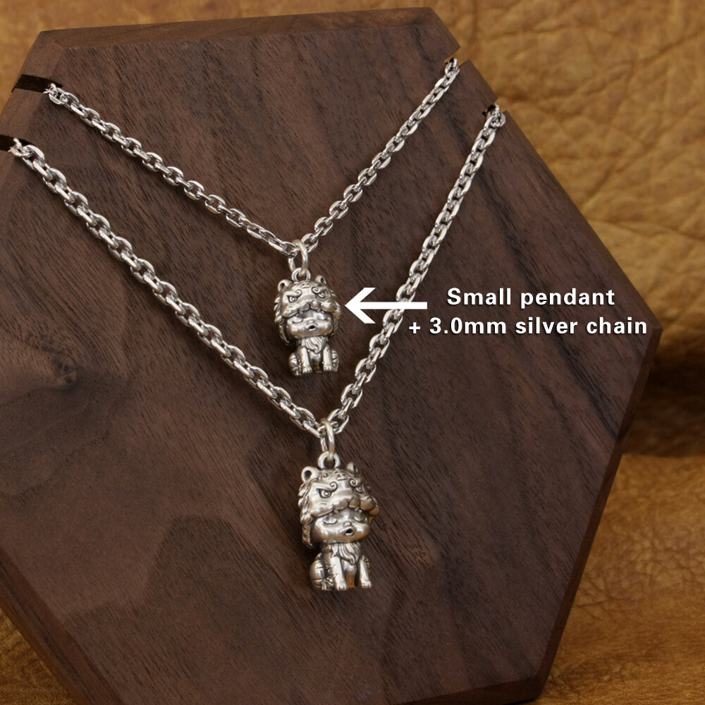 Cute Tiger 925 Sterling Silver Q Version Charms Animal Pendant TA360A HZ