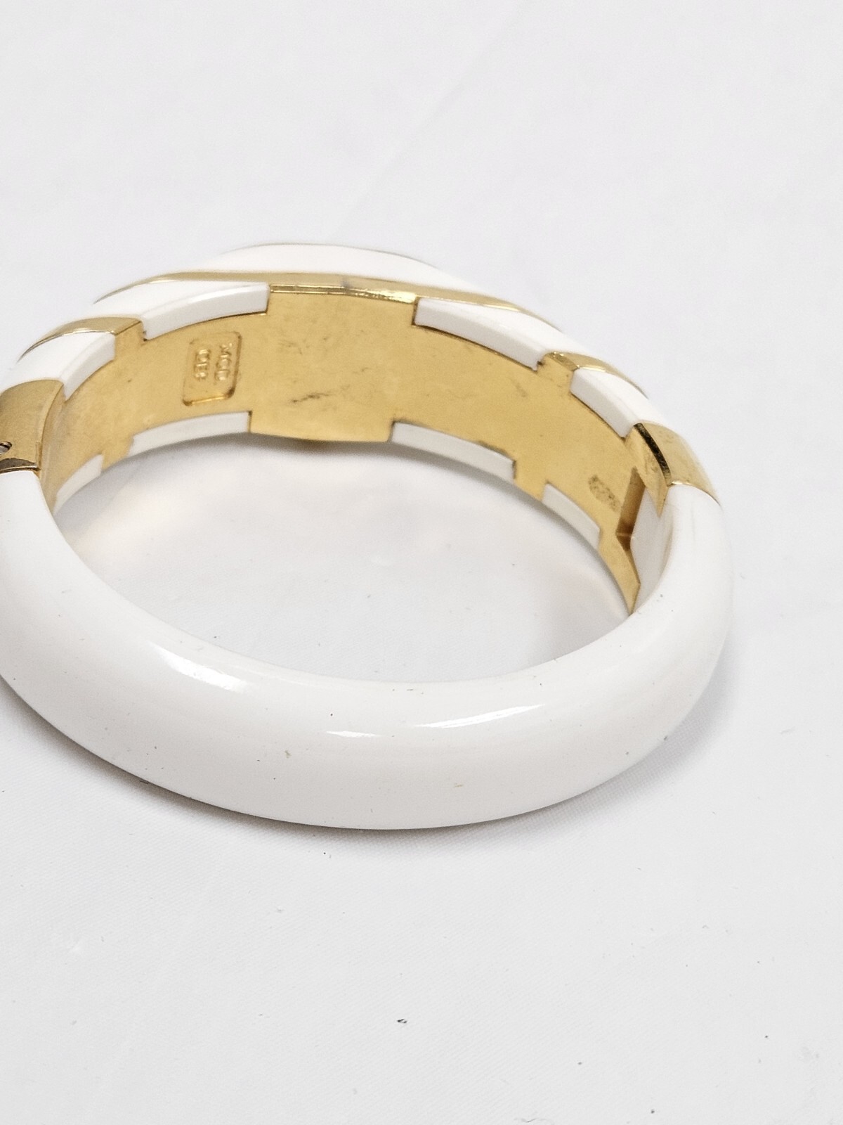 Vintage Lucerne Swiss Mechanical Bangle Watch Gold Tone & White Womens Modern