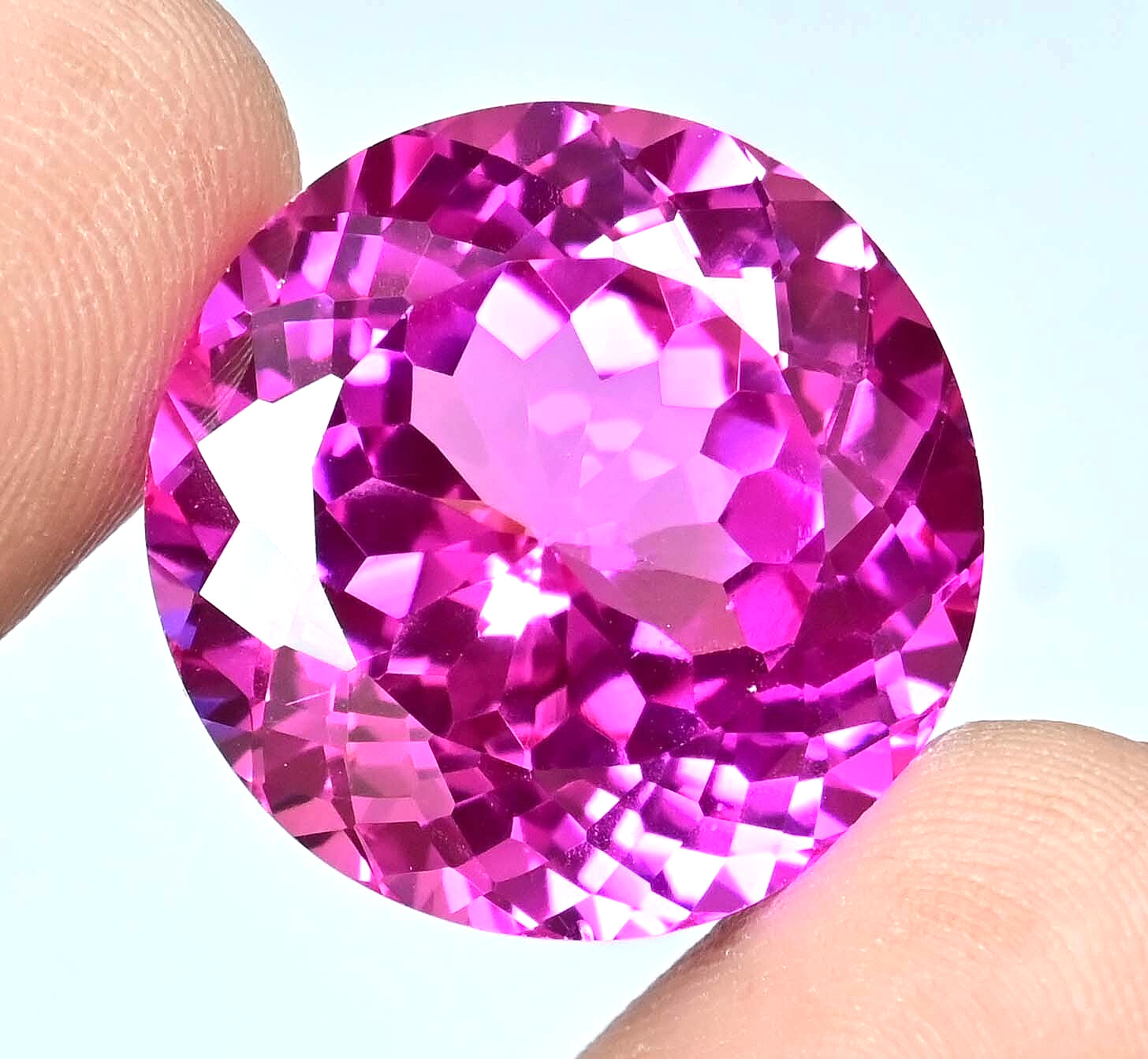 42.10 Ct Natural Mogok Pink Ruby Round Certified Flawless Loose Gemstone