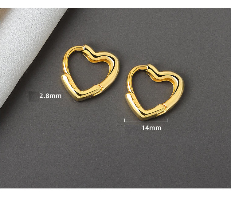 Women Girl 18K Gold Plated Plain Polish Heart Shape Huggie Hoop Earrings TH1