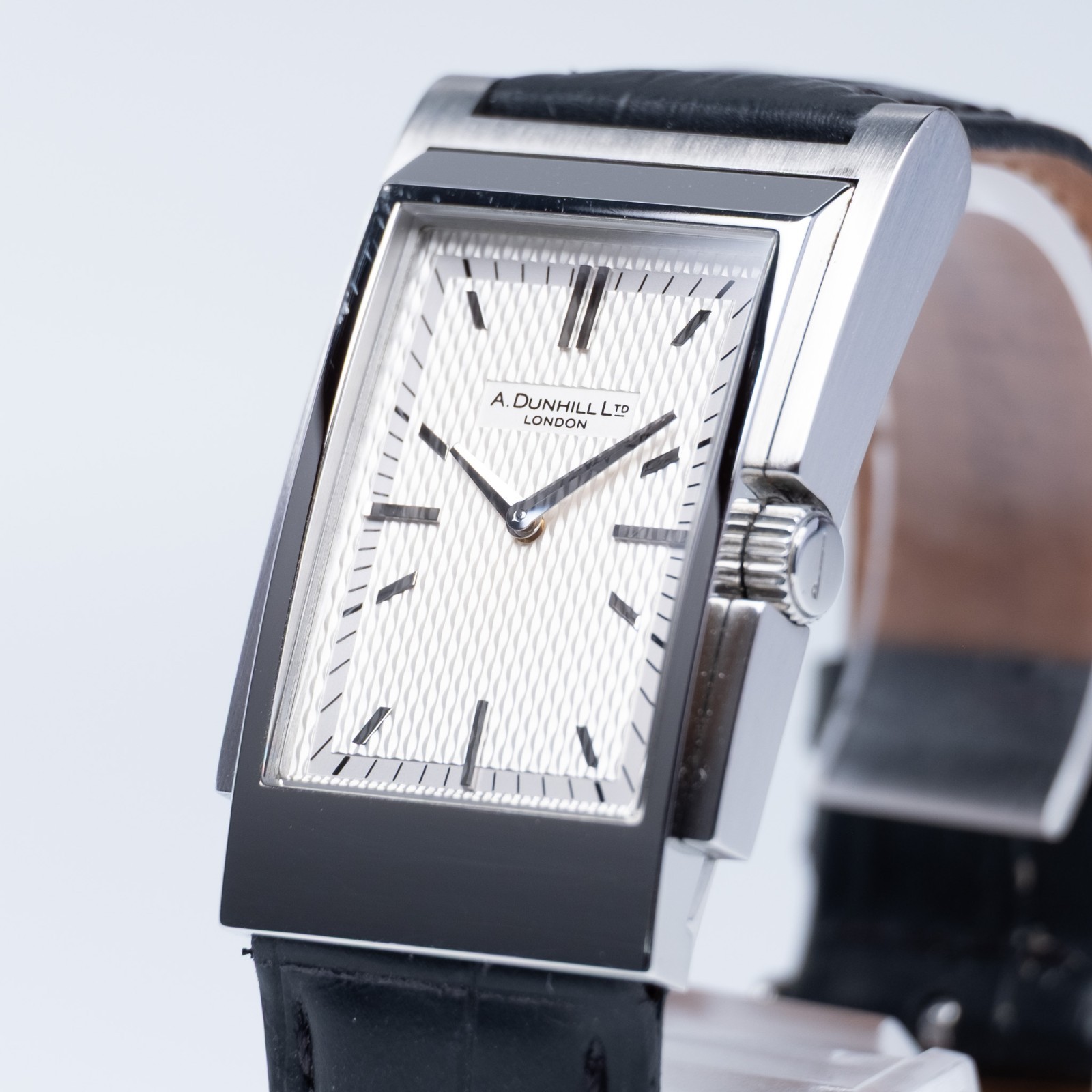 [EXC+5] DUNHILL Wafer 8035 Silver White Dial 26mm Tank Quartz Men’s Watch
