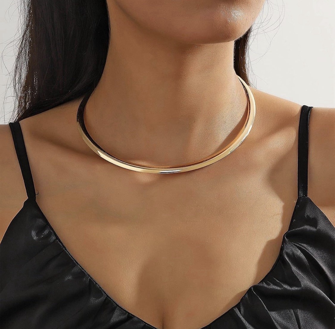 Gold Tone Collar Choker Necklace Cable Chain Lobster Clasp Adjustable 13+5cm