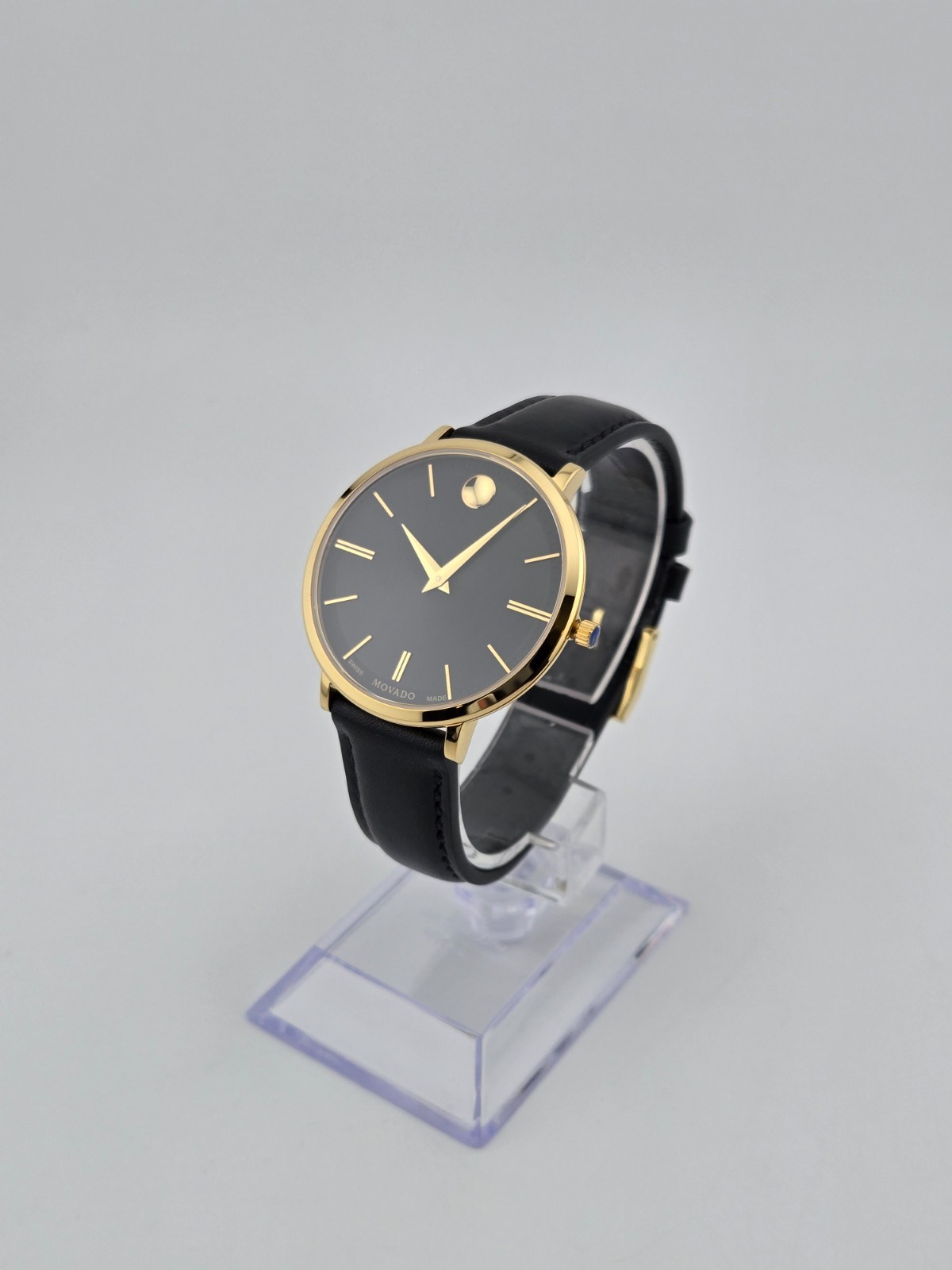 Movado Ultra Slim 0607091 Leather Strap Black Dial Women’s Watch ⌚