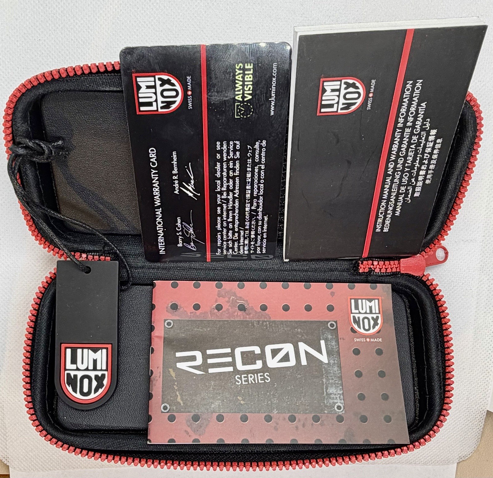 LUMINOX RECON AUTHENTIC WATCH CASE STORAGE BOX CONTAINER MANUAL & WARRANTY CARD