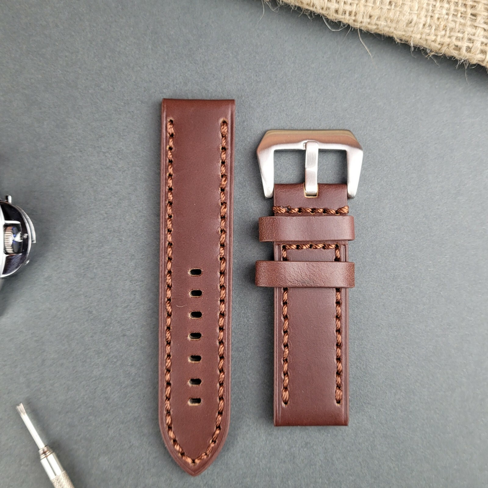Handmade Panerai Style Leather Watch Strap for Luminor Radiomir 22m 24mm 26mm