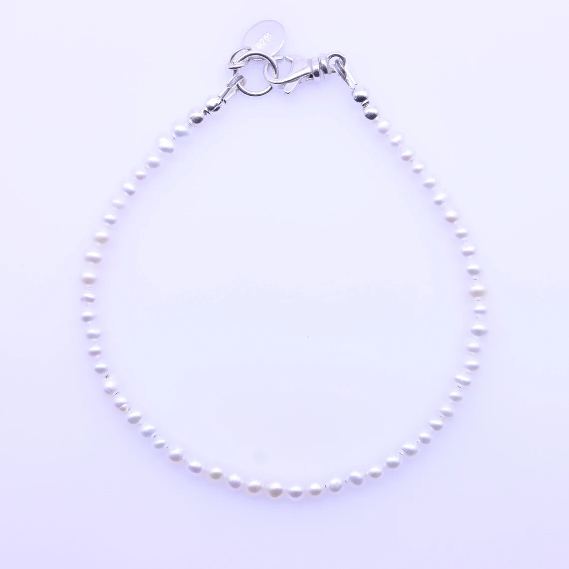 Classic Small Pearl Bracelet, 4mm White Freshwater Pearl Seed Bead Tiny Delicate