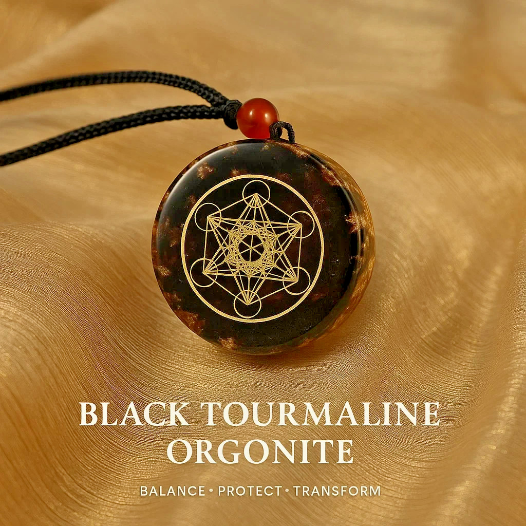 Black Tourmaline Orgonite Pendant Necklace Healing Spiritual Energy Amplifier
