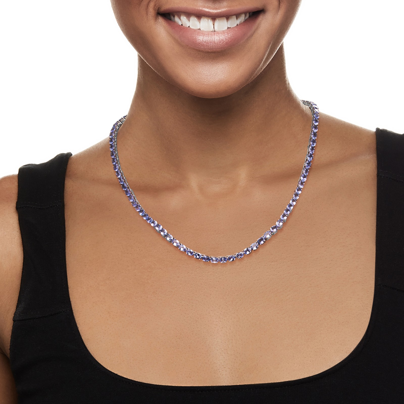 Ross-Simons 20.00 ct. t.w. Tanzanite Tennis Necklace in Sterling Silver