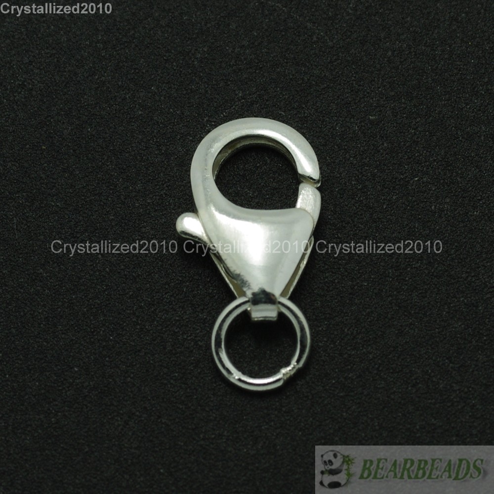 10Pcs 925 Sterling Silver Lobster Claw Clasps Ring Jewelry Findings Pick Size
