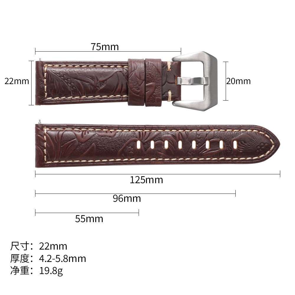 Quick Release Genuine Leather Watch Band 20/22/24/26mm Universal Carved strap
