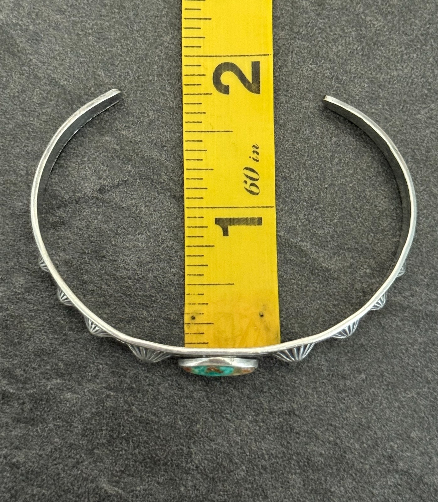 Vintage FRED HARVEY ERA Navajo Turquoise FLUTED BUTTONS Silver Bracelet 6.5in