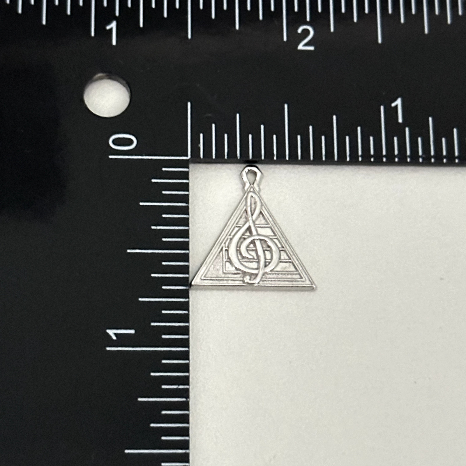 Vintage 925 Sterling Silver Music Note Triangle Shaped Charm Pendant