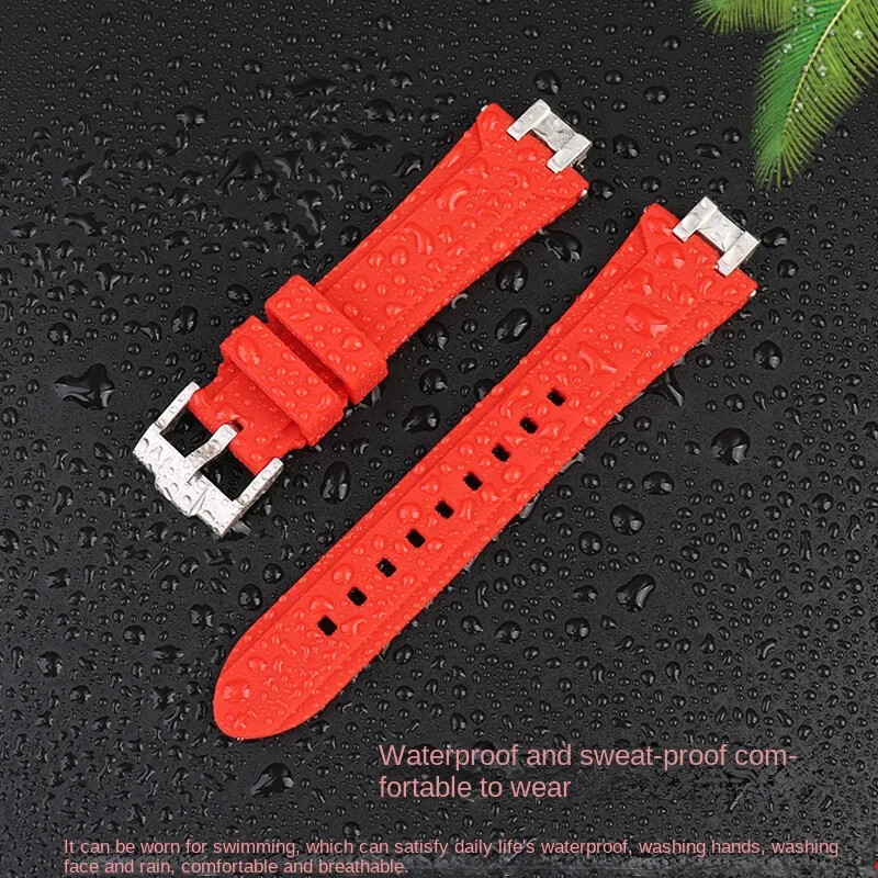 Silicone Watch Straps For MAURICE LACROIX AIKON AI6008 6007 6038 Steel Adapter
