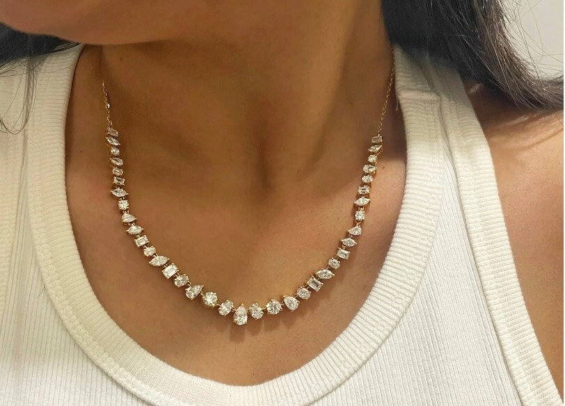 graduation Tennis Necklace 925 Sterling Silver Lab Created Moissanite necklace
