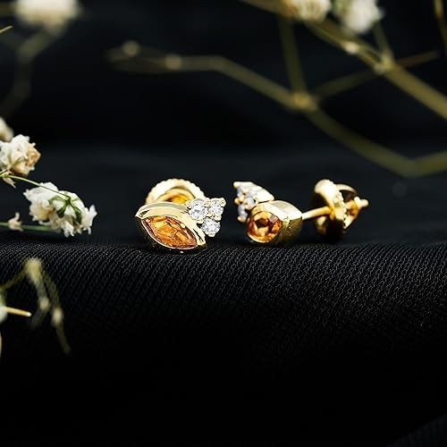 2Ct Marquise Cut Simulated Citrine Women Stud Earrings 14K Yellow Gold Plated