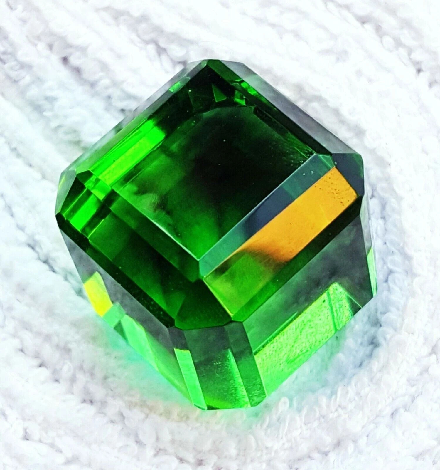 120 Ct Natural Green Topaz Cube Cut Certified Loose Gemstone