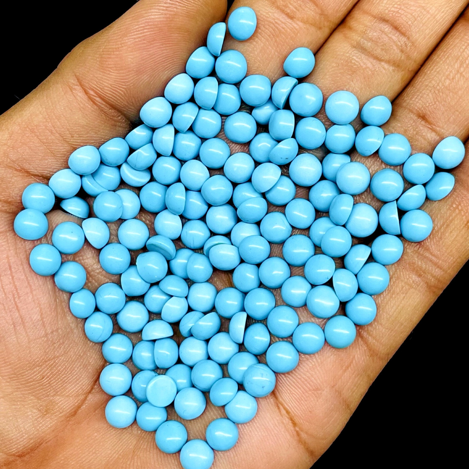 150 Pcs Natural Constituted Turquoise 6mm Round Cab Loose Gemstones Lot 105 Cts
