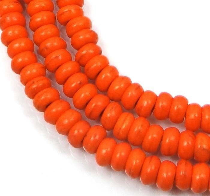 4x2mm Turquoise Rondelle Beads 16″ – Orange