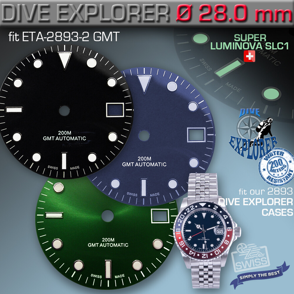 DO IT YOUR SELF KIT SUBMARINE DIVE EXPLORER fit ETA-2893-2 GMT, SW 330, Ø 40 MM
