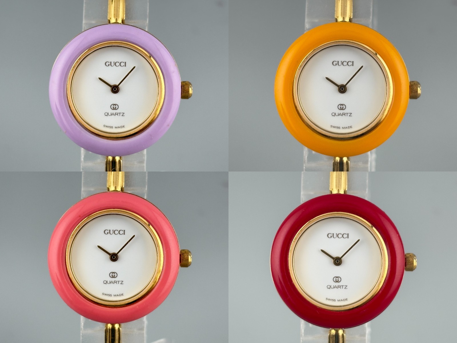 [Good] Gucci Change Bezel 1100-L Women Watch Gold White 11 Colors