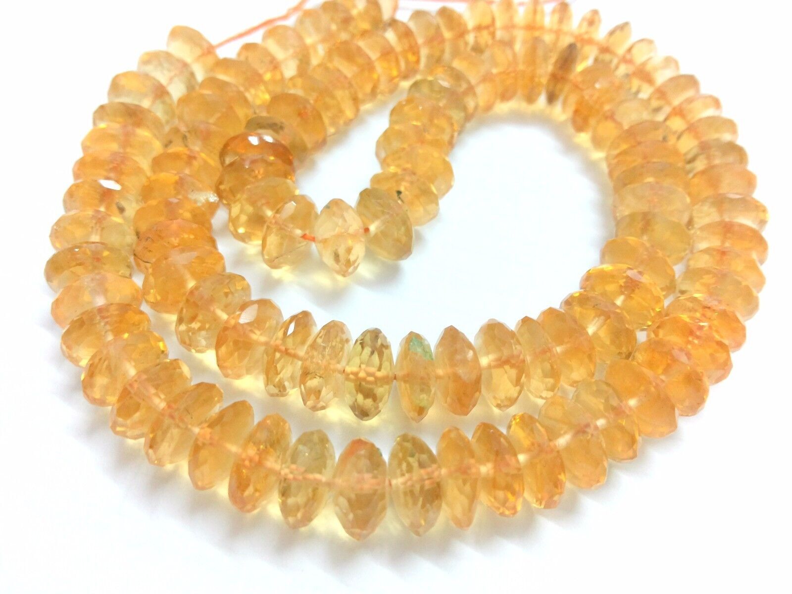 1 Strand Natural Citrine German Cut Rondelle Faceted 8-10mm/9-13mm Beads 8″inch