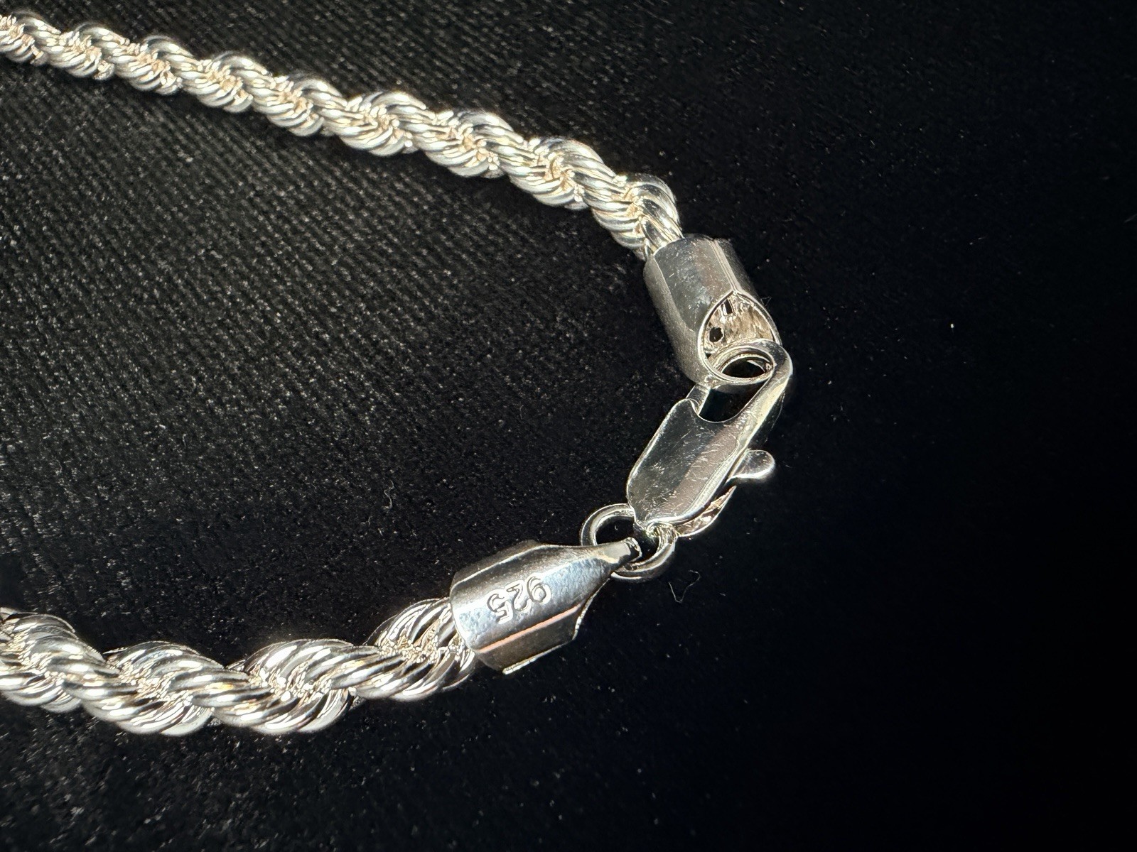 925 Stamped Silver Rope Necklace 20in 5MM. 30.2g. BEAUTIFUL! Brand New.