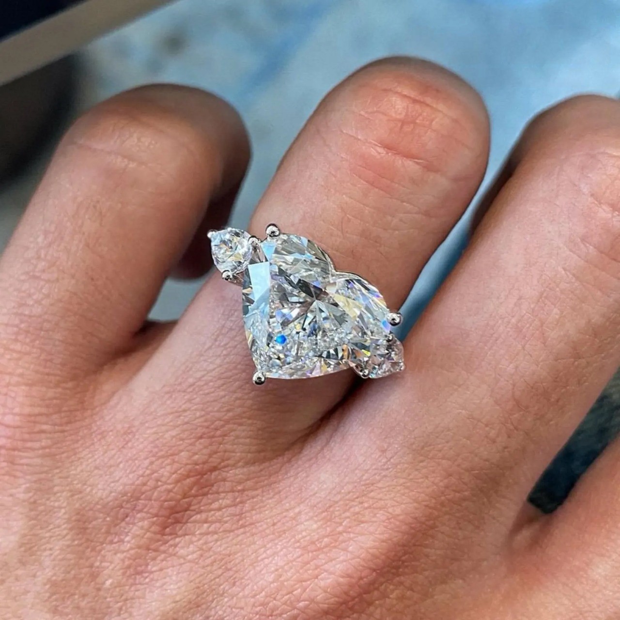 RARE 12.30Ct Certified Heart Diamond Solitaire Ring-FREE Diamond Studs
