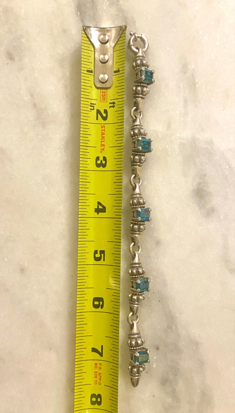 LAGOS CAVIAR Blue Topaz Sterling Silver 18k Gold Bracelet & Earrings Set