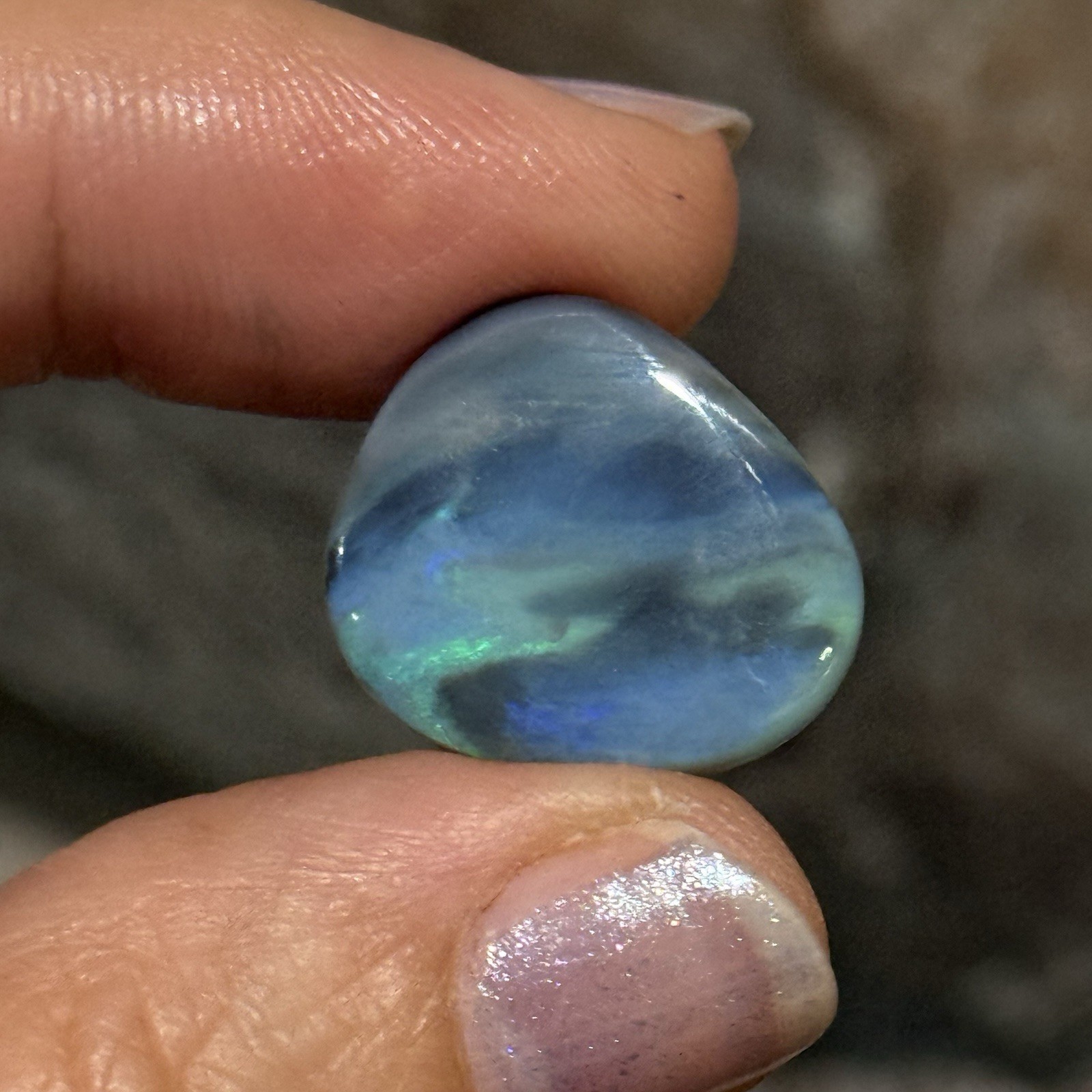 9.05ct 18.8×16.7×3.9mm Solid Picture Australian Black Opal Cabochon Loose Gem