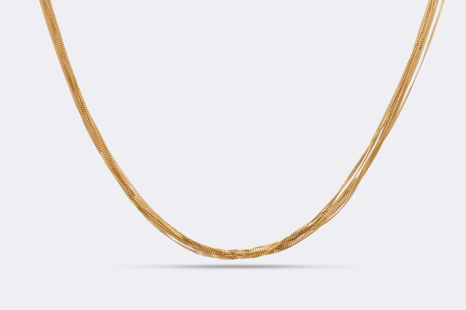 18” 18k Yellow Gold Multi Strand Fine Curb Chain Necklace (6.00g.)