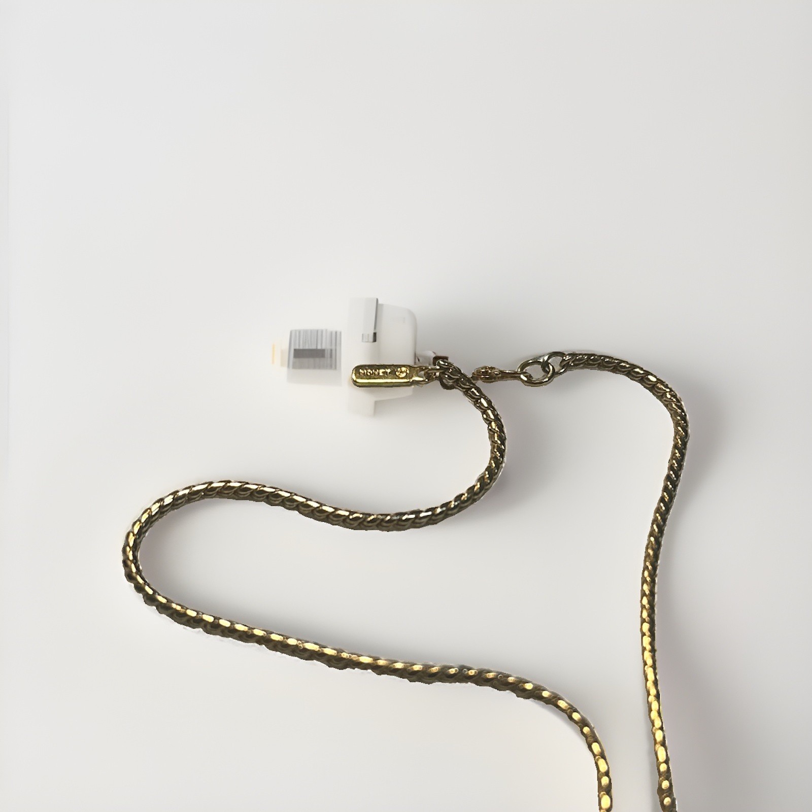 Monet Gold Tone Metal Box Chain Necklace, Tassel Pendant, No Stone, Lobster