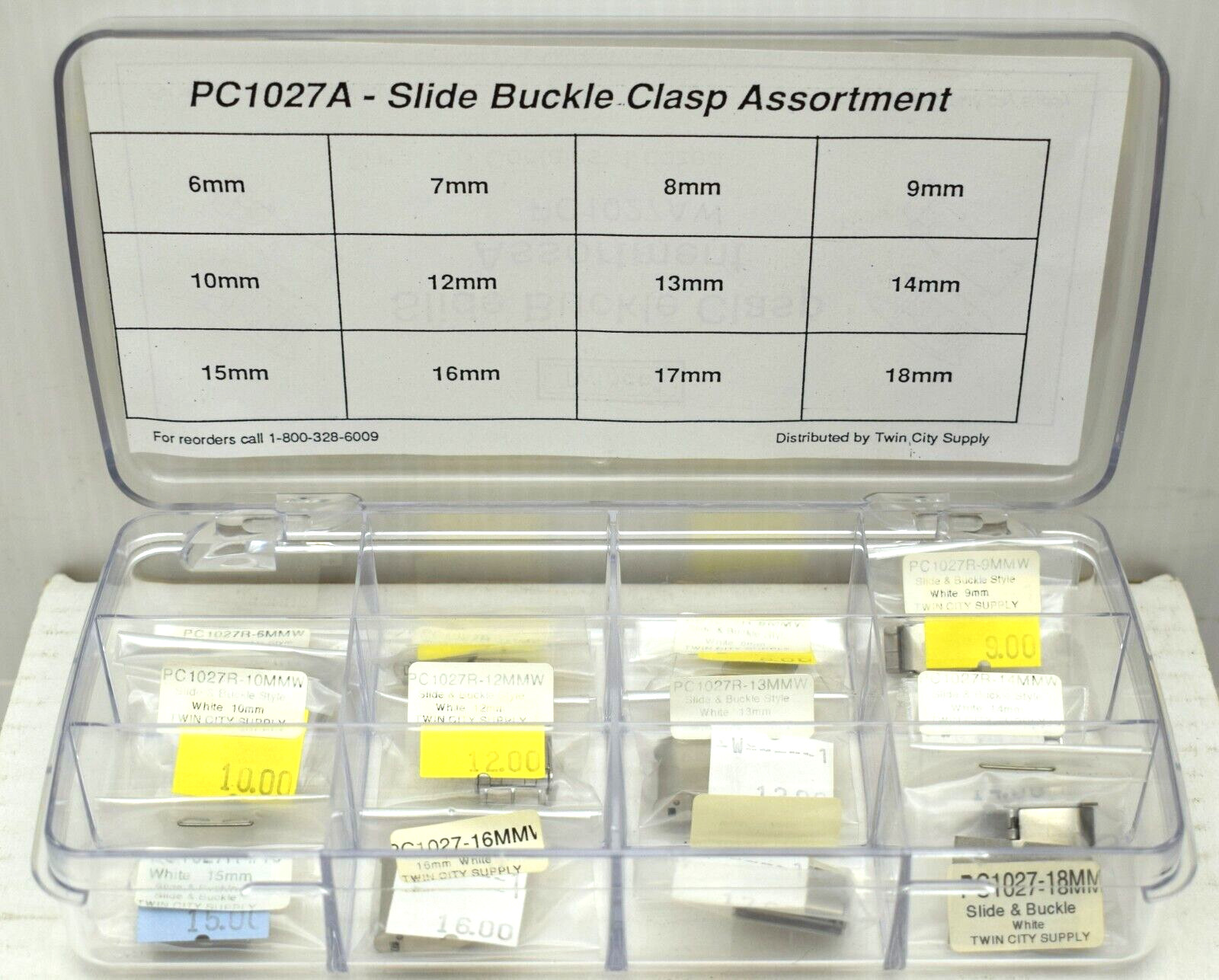 Sliding Clasp Assortment #PC1027A ~ 12 Slide Buckle Clasps in Silver 80.240
