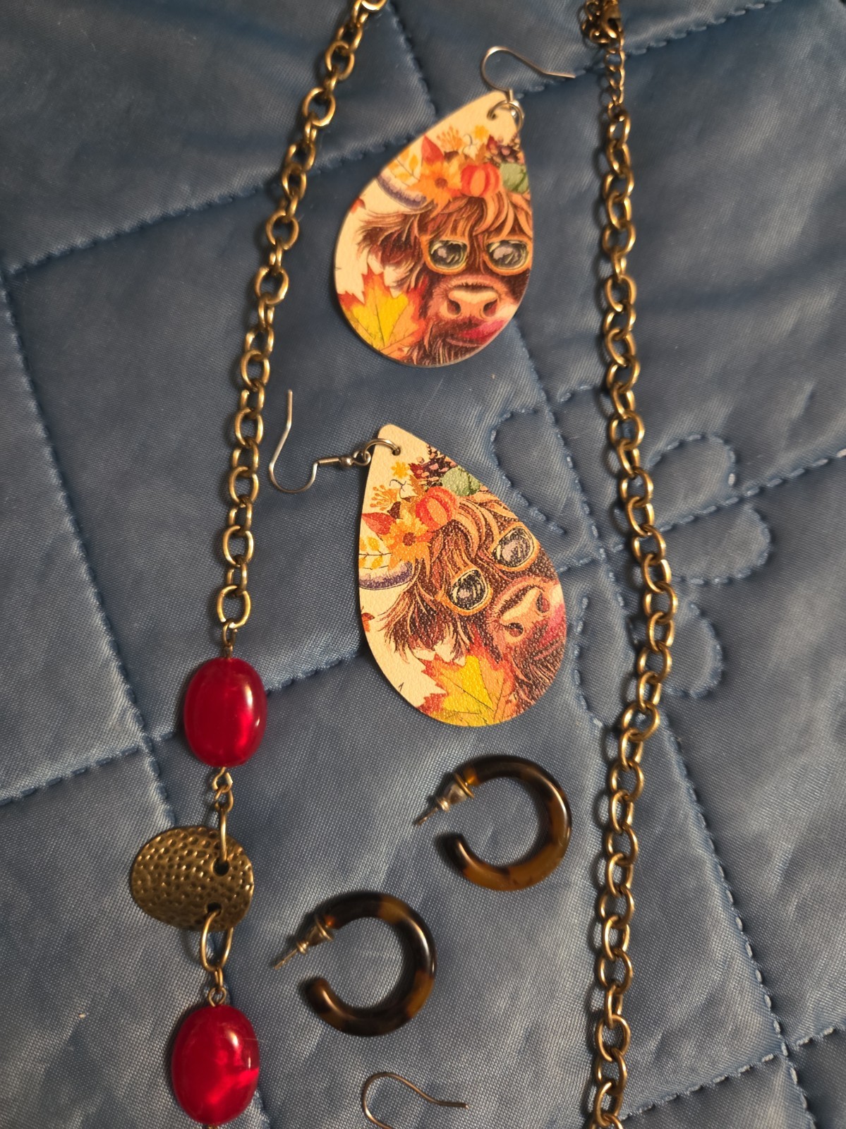 Necklace And 4 Earrings