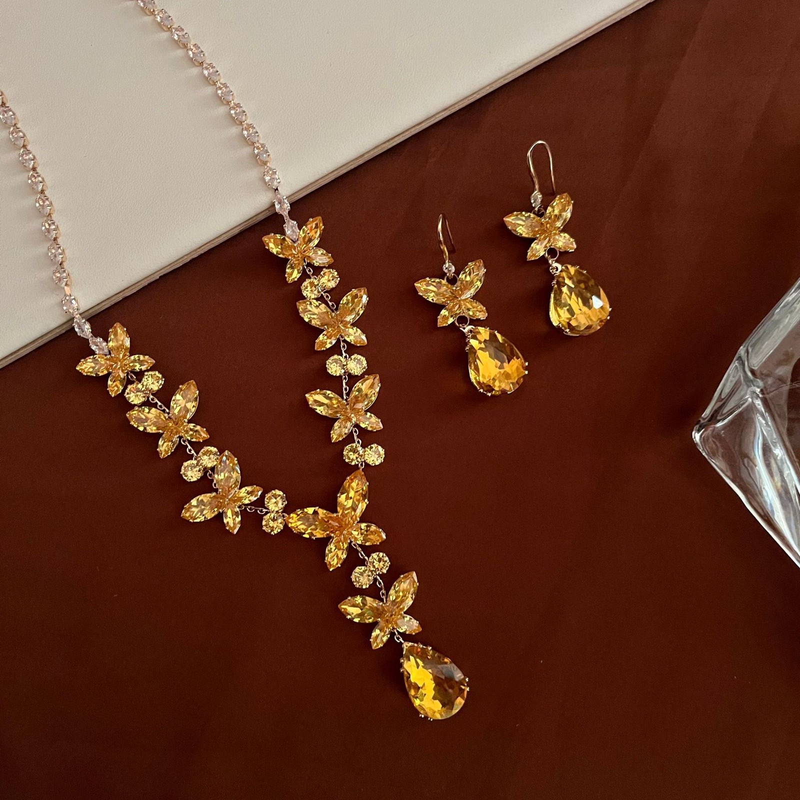 New American women fashion extravagant zircon necklace earrings brides
