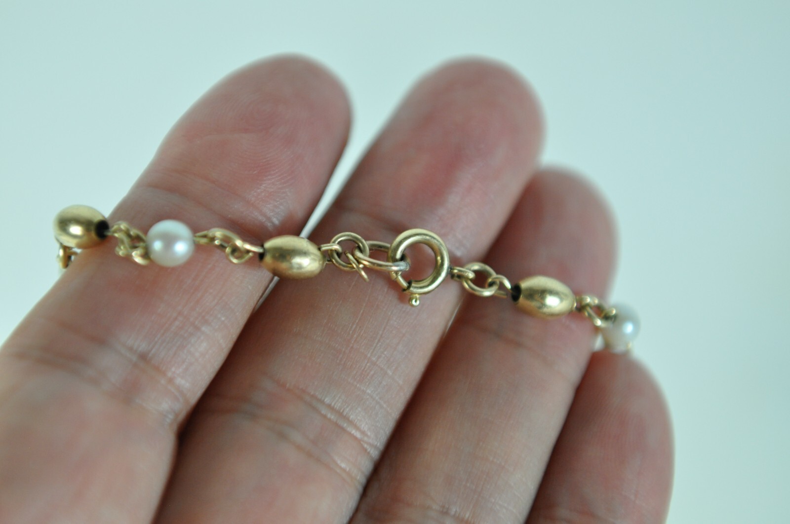 #5 Fine 7″ & 5mm Pearl 12K Gold Bracelet