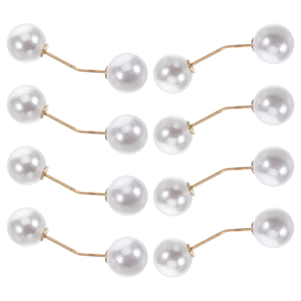 8Pcs White Zinc Alloy Safety Pins Stylish Bead Brooches for Clothing