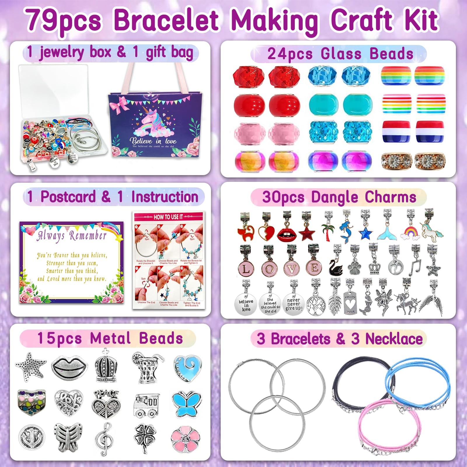 Charm Bracelet/Jewelry Making Kits for Kids Girls,Unicorn Birthday Gifts,Arts…