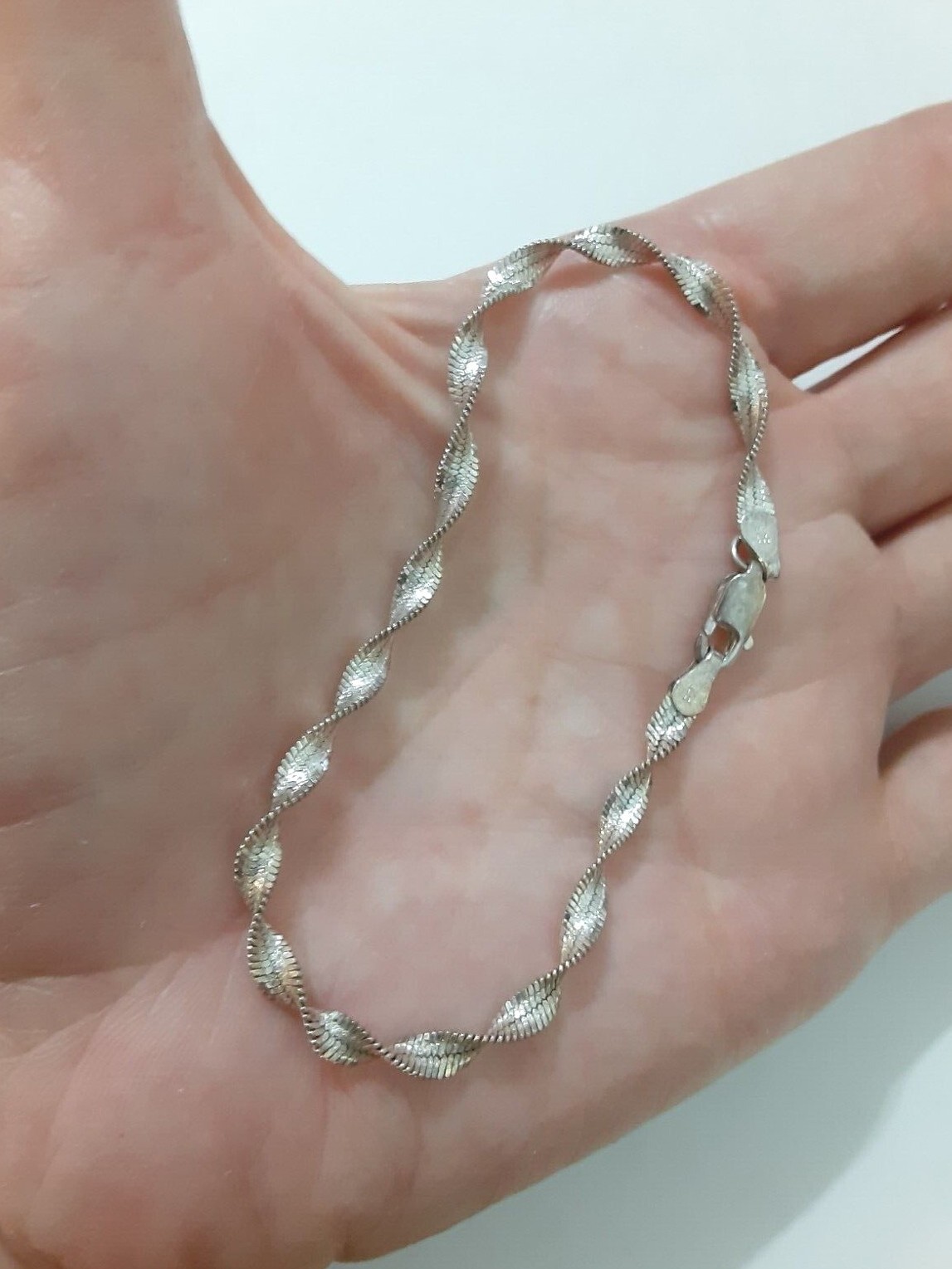 925 Sterling Silver Italy Twist Bracelet 4 mm 7.2 in