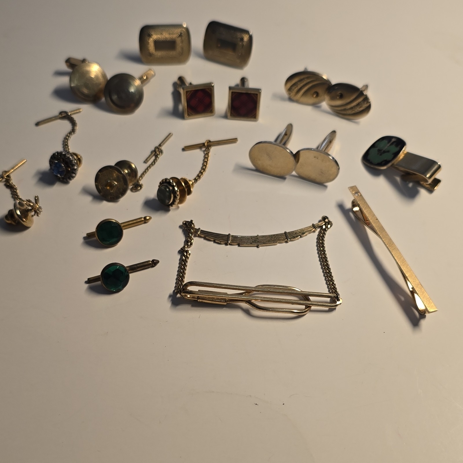 Vintage Pioneer Gold Tone Chain Link Tie Pins, Cufflinks Men’s lot of 19 Fashion